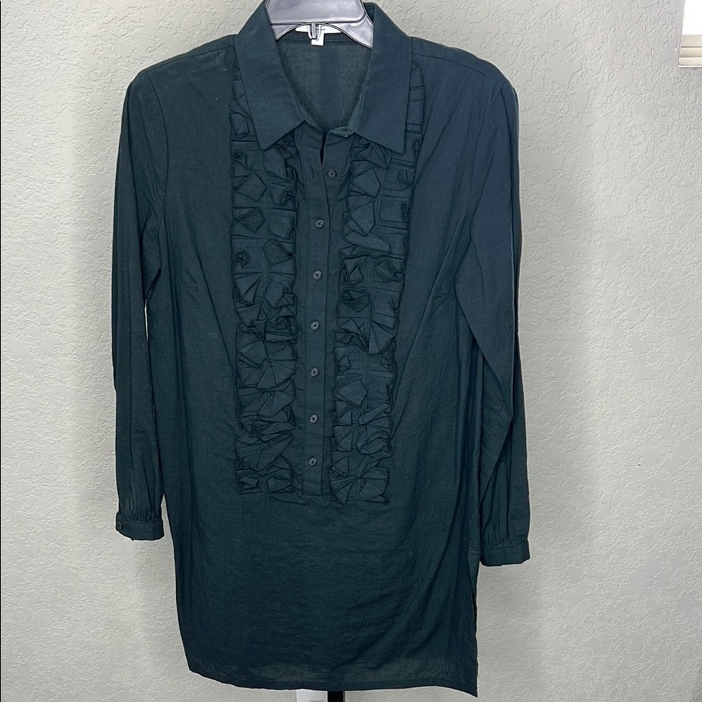 180 - Emerson Fry Nwot Black Ruffled 3/4 Sleeve Blouse, Size Small